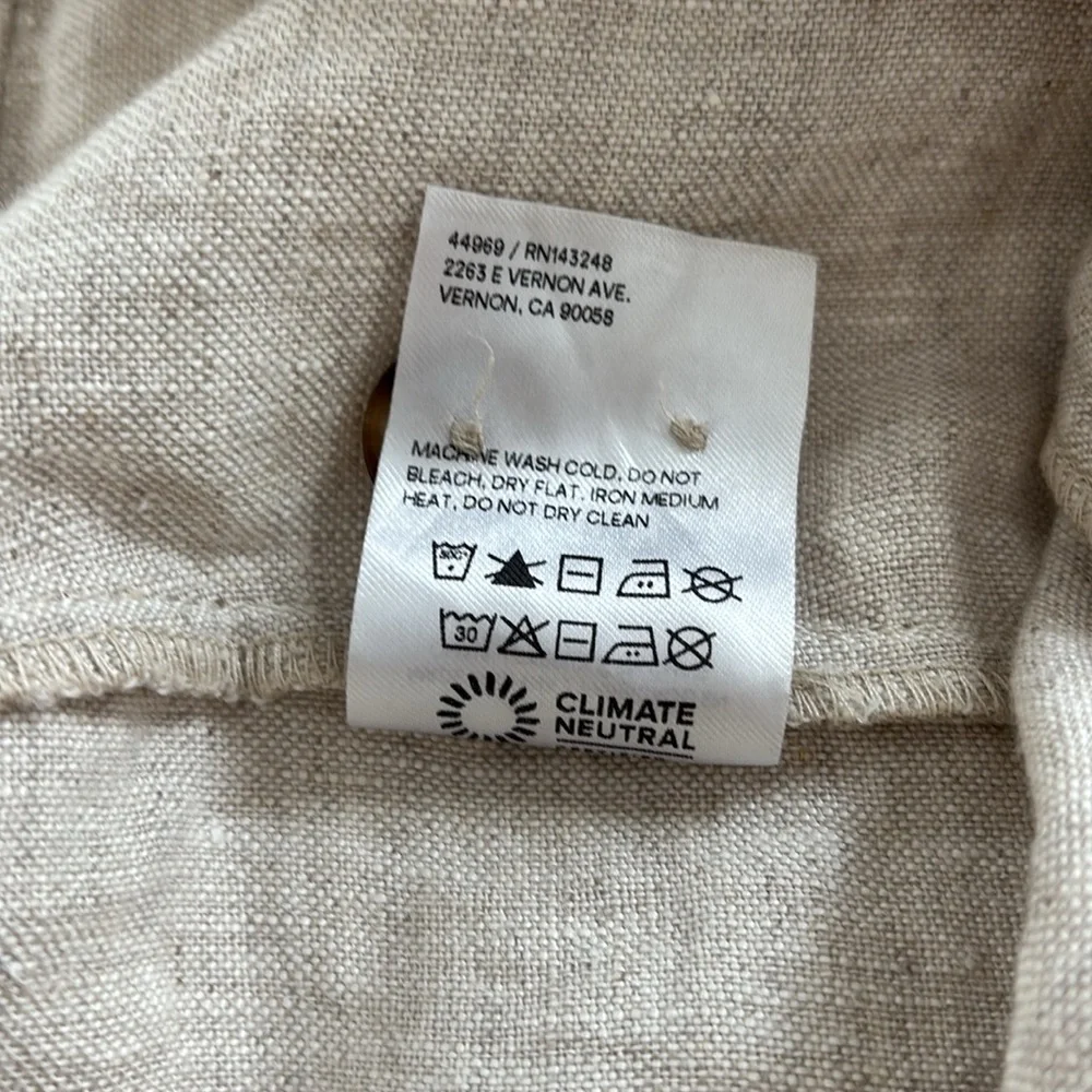 Reformation Freddie straight leg linen trouser pants in oatmeal size 8
